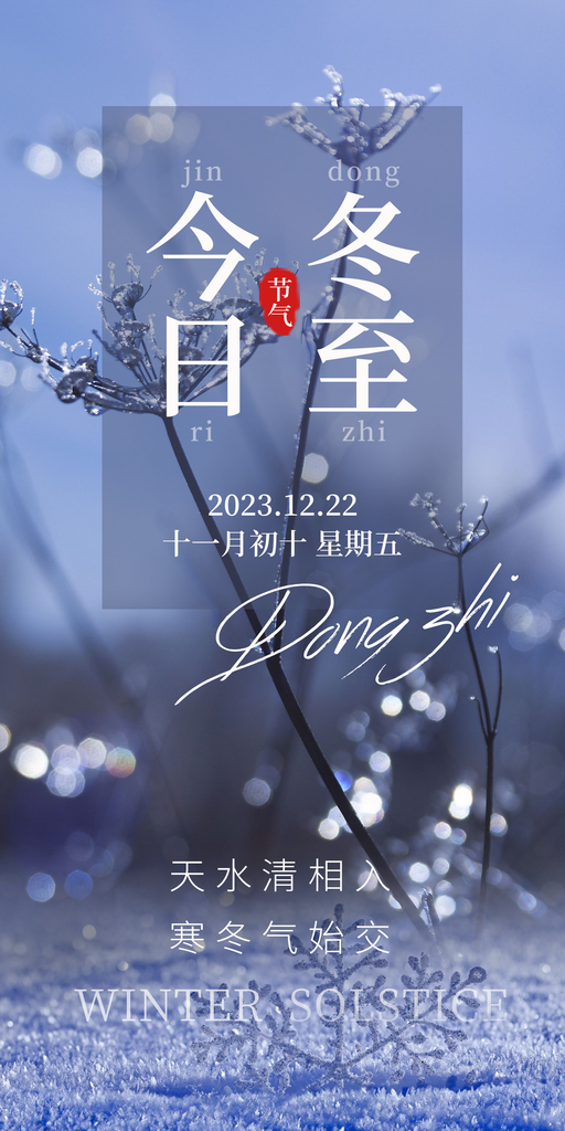 冬至节气海报冰晶雪景素材