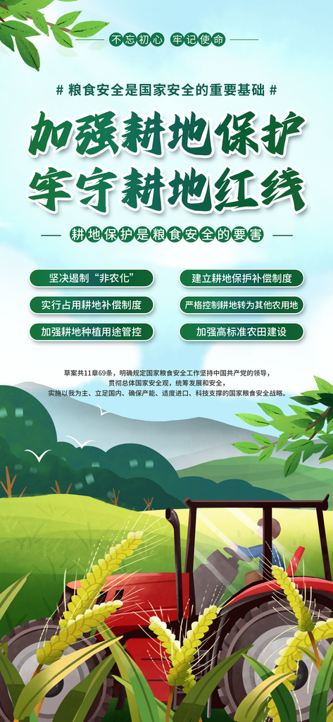 绿色加强耕地保护牢守耕地红线海报素材