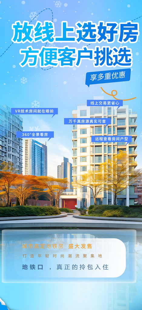 房地产开发线上销售购买房贷优惠宣传海报素材