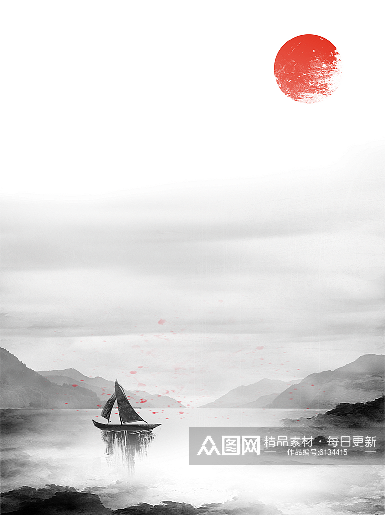 中国风水墨山水古典背景素材