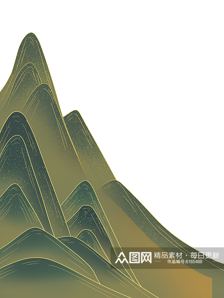 手绘国潮古风中国风山水元素素材