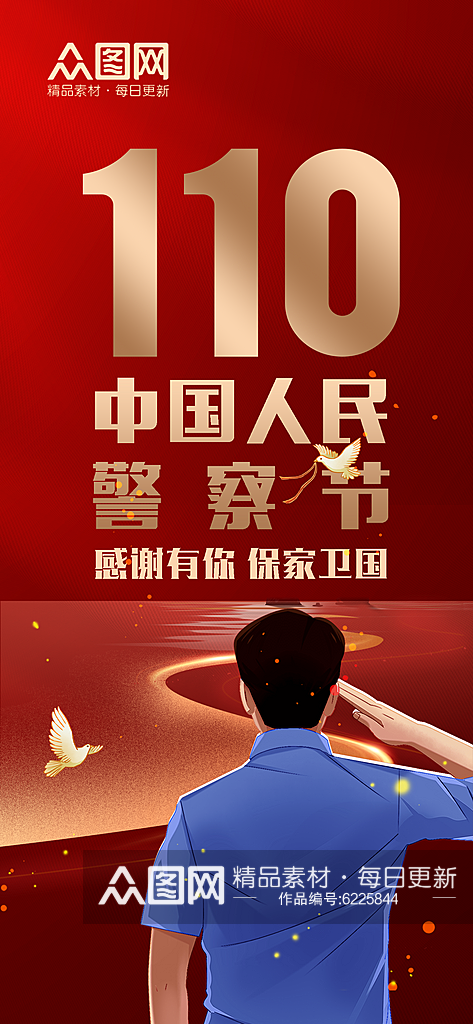 110不忘初心中国人民警察节节日海报素材