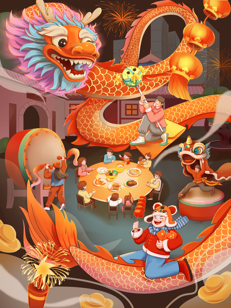 2024年龙年开门红背景素材