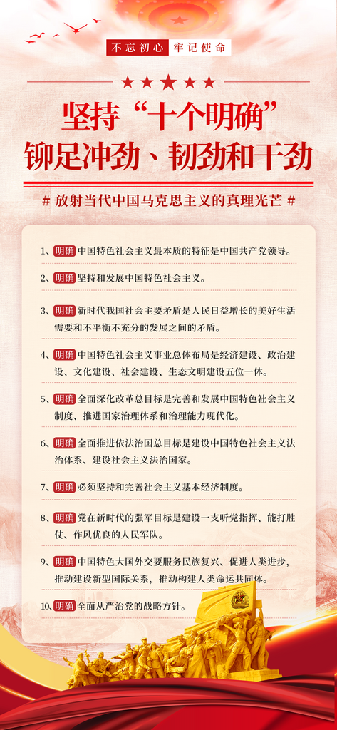 党建风十个明确宣传口号海报素材