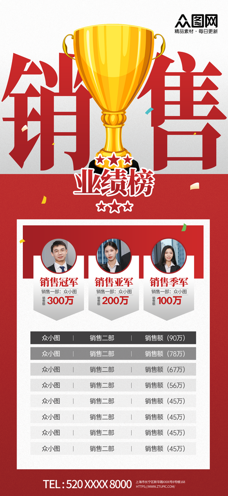 创意销售业绩排名排行榜海报素材
