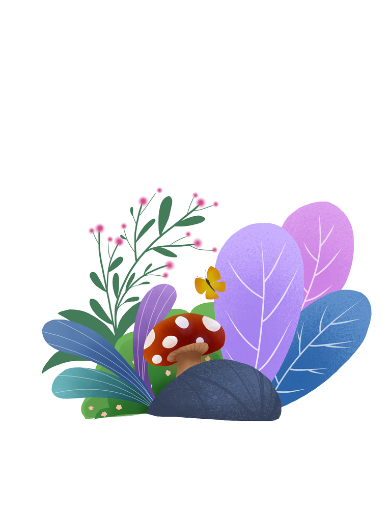 小清新花草蘑菇插画素材