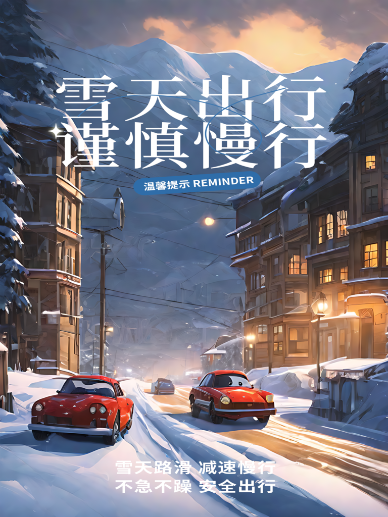 雪天谨慎出行提示海报素材