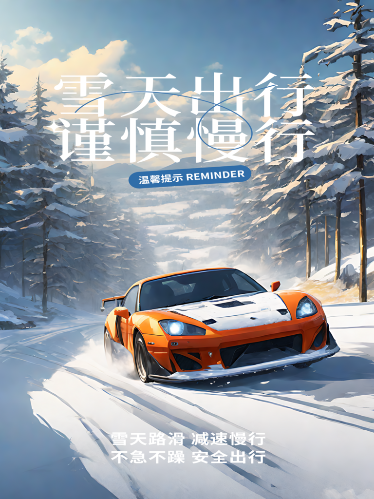 雪天谨慎出行提示海报素材