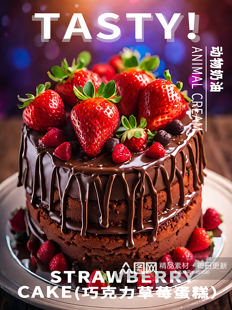 巧克力草莓蛋糕美食海报素材