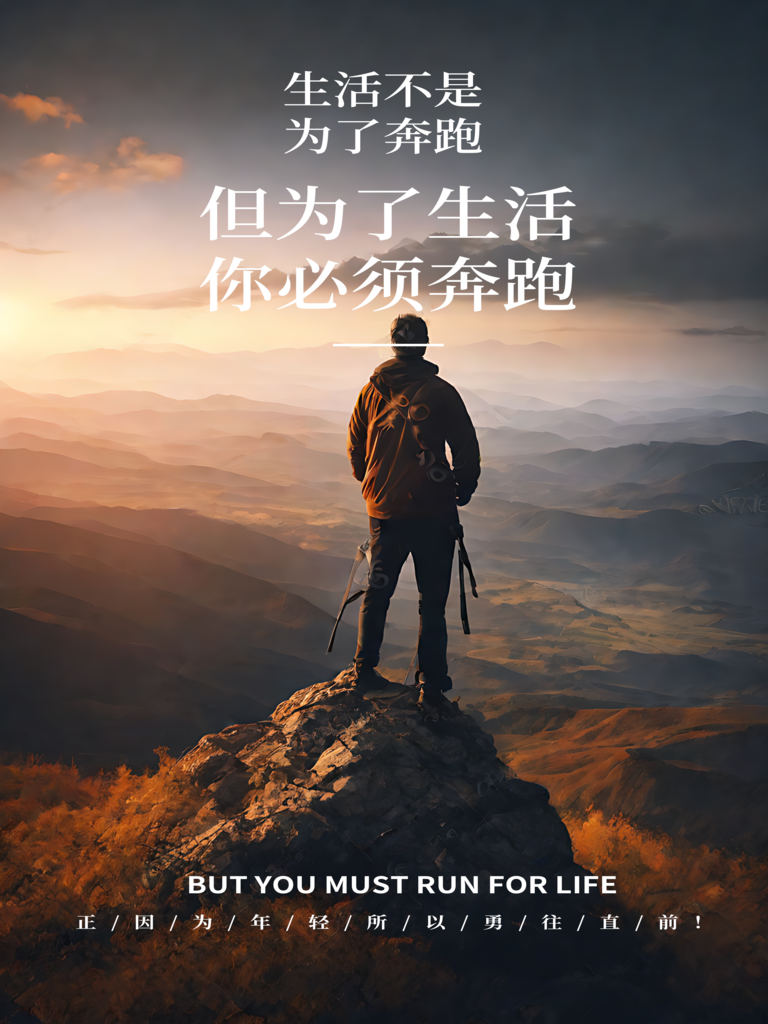 为了生活必须奔跑励志海报素材