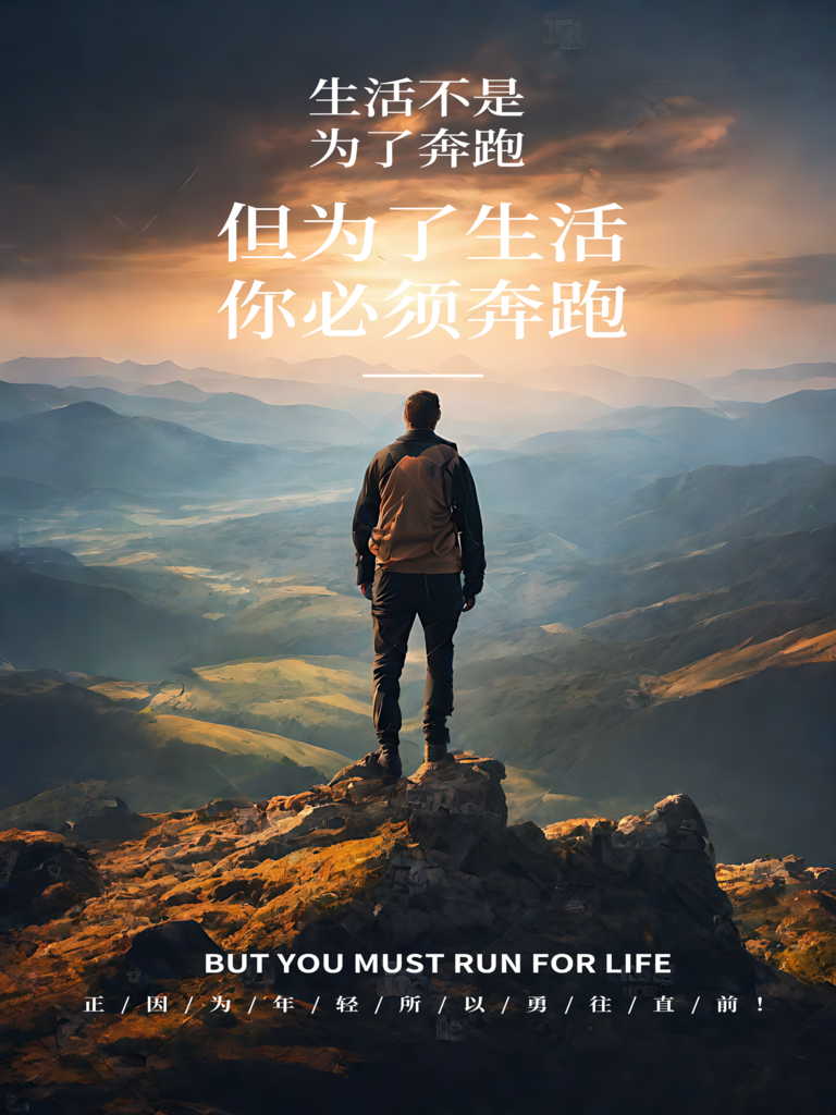 为了生活必须奔跑励志海报素材