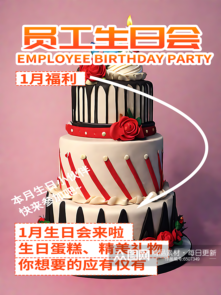 员工生日会宣传海报素材