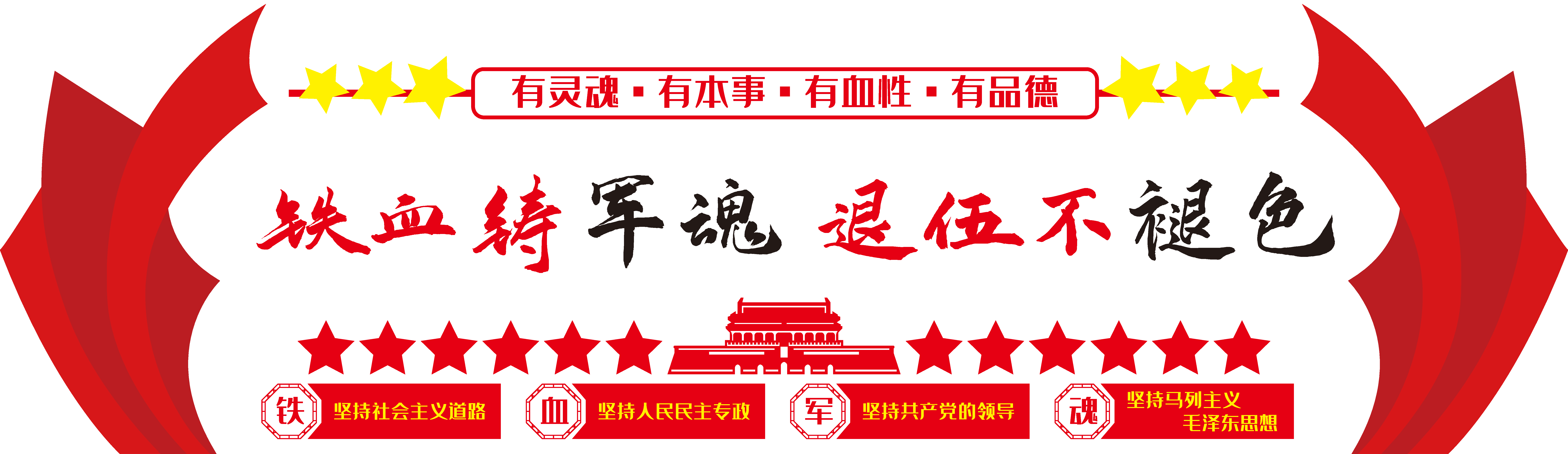 四铁精神不忘初心军队文化墙