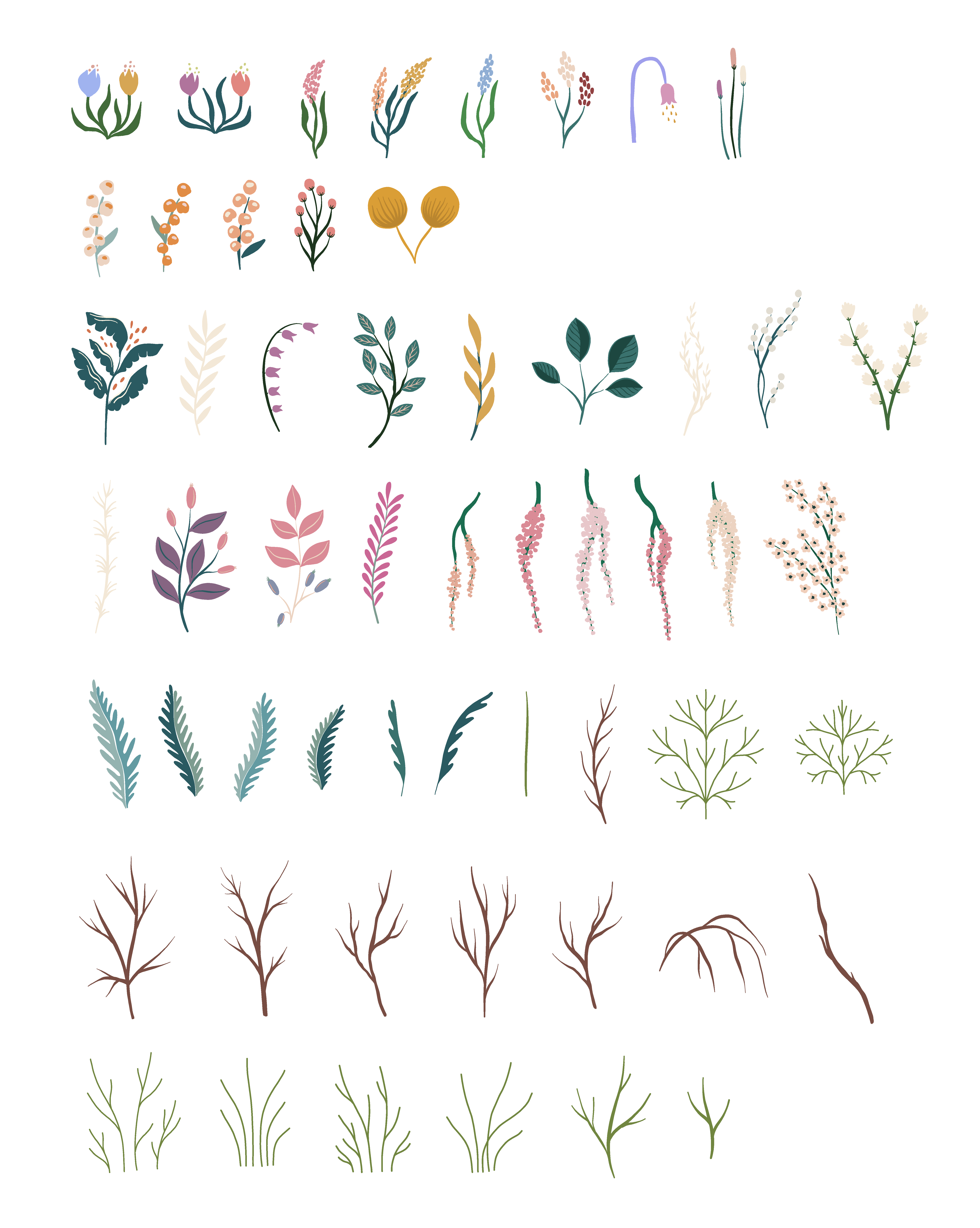 线描植物图形设计素材素材