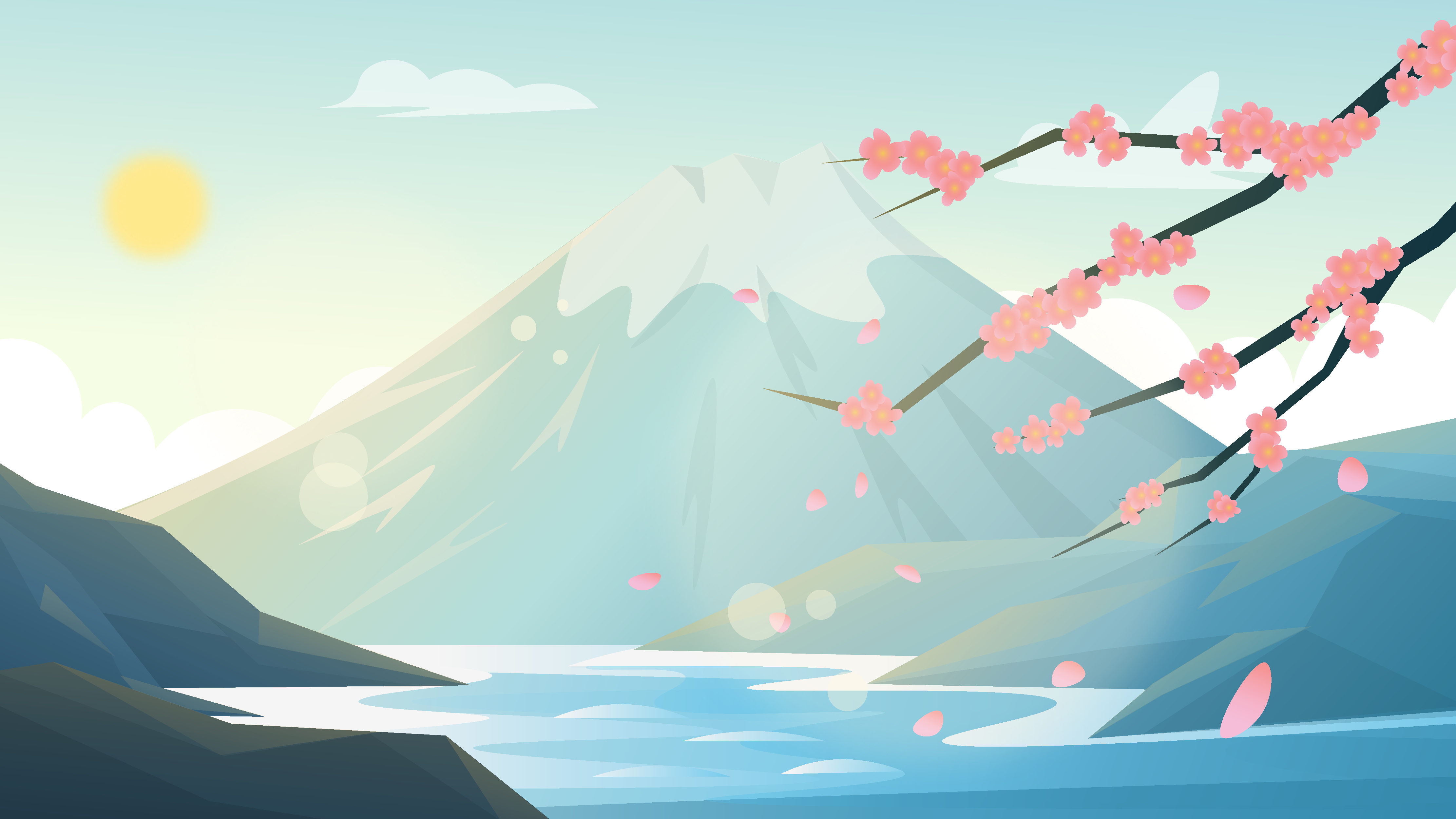 矢量卡通手绘风景插画素材