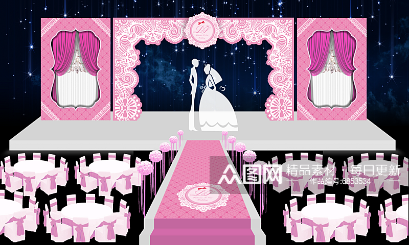 粉色婚礼舞台背景素材