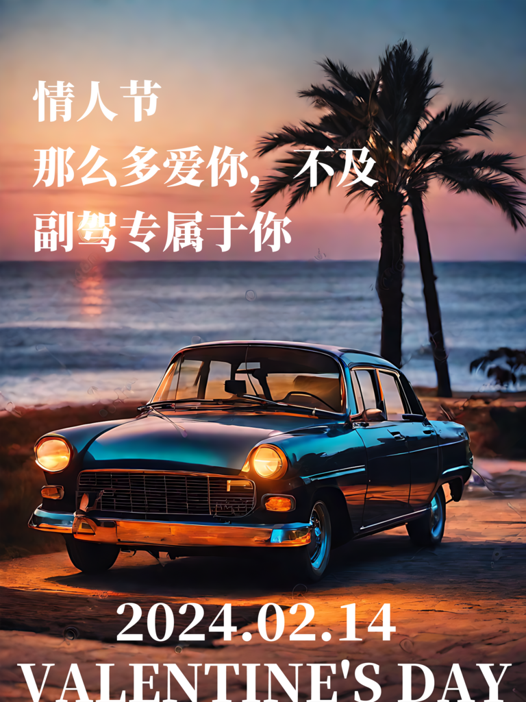 情人节汽车行业借势海报素材