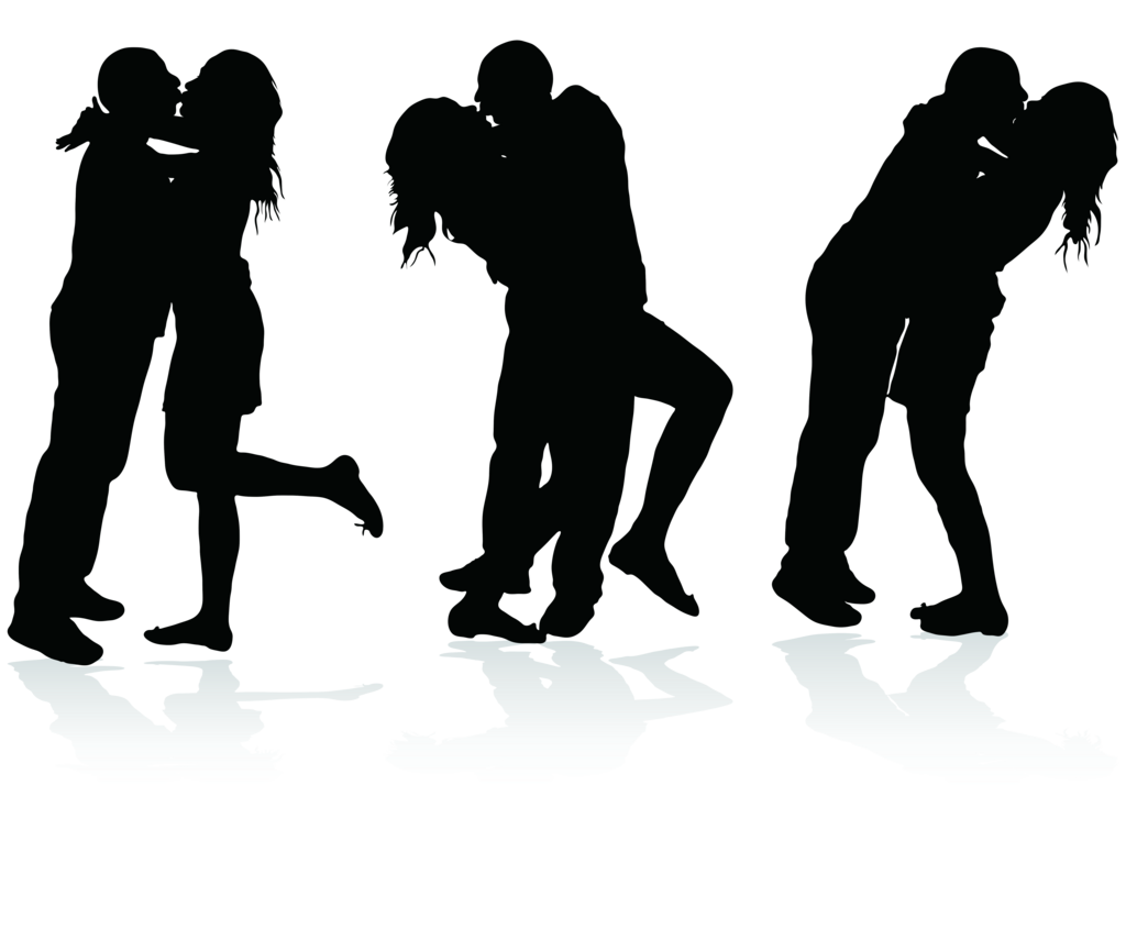 婚礼新娘新郎剪影卡通图案插画素材
