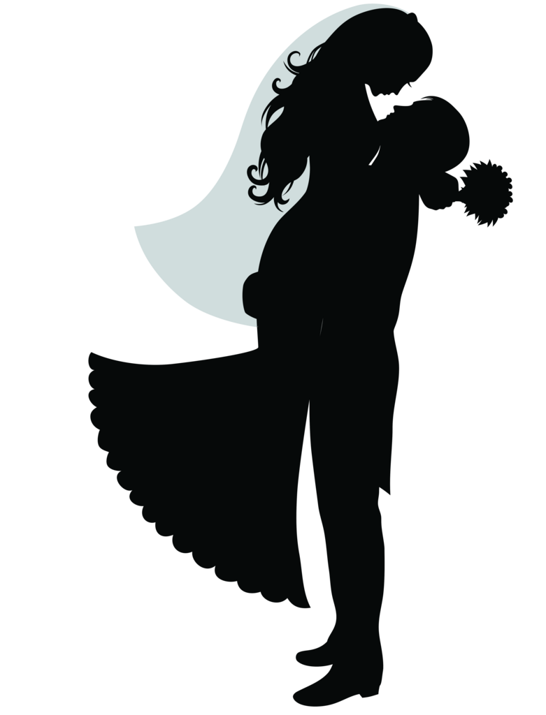 婚礼新娘新郎剪影卡通图案插画素材
