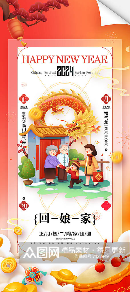 2024中国风春节习俗海报素材