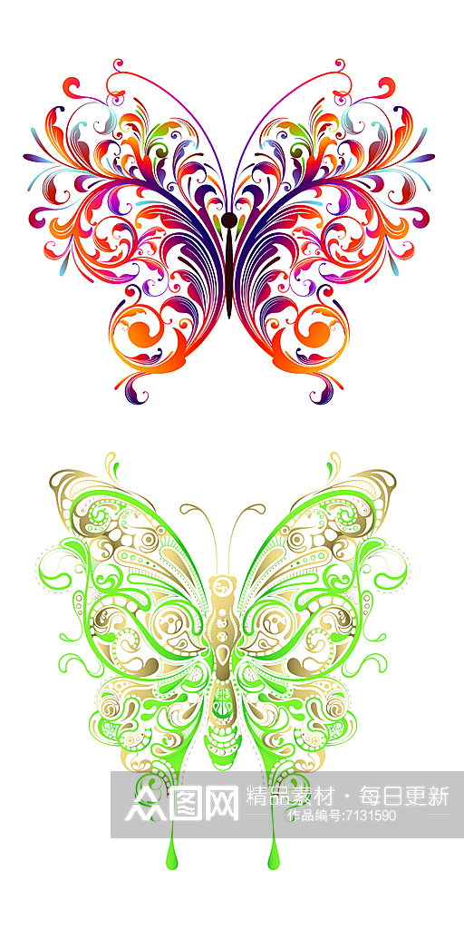 彩色免扣手绘蝴蝶设计素材素材