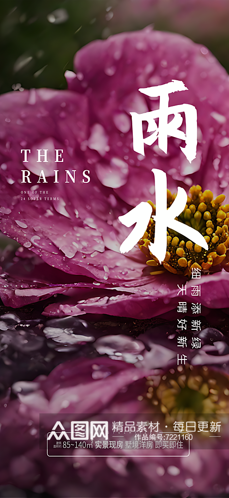 雨水节气房地产借势摄影图海报素材