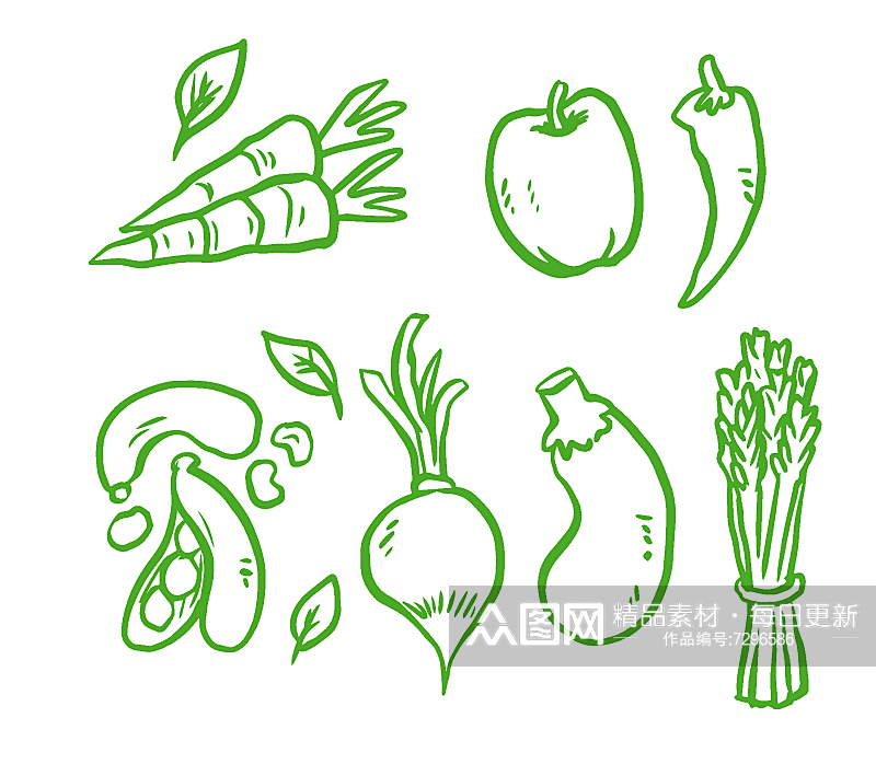 绿色蔬菜简笔画矢量元素素材