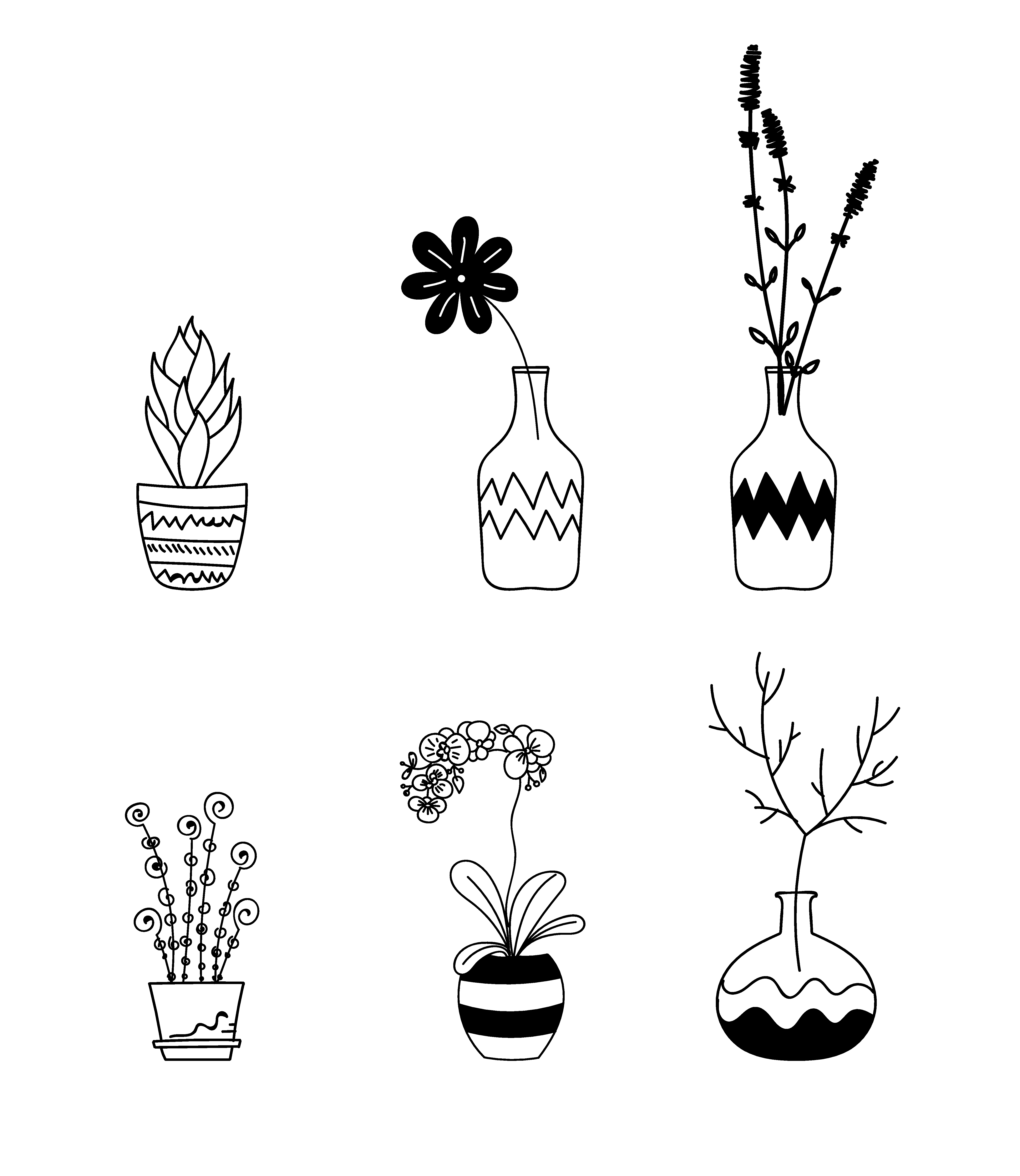 手绘素描花卉矢量元素素材