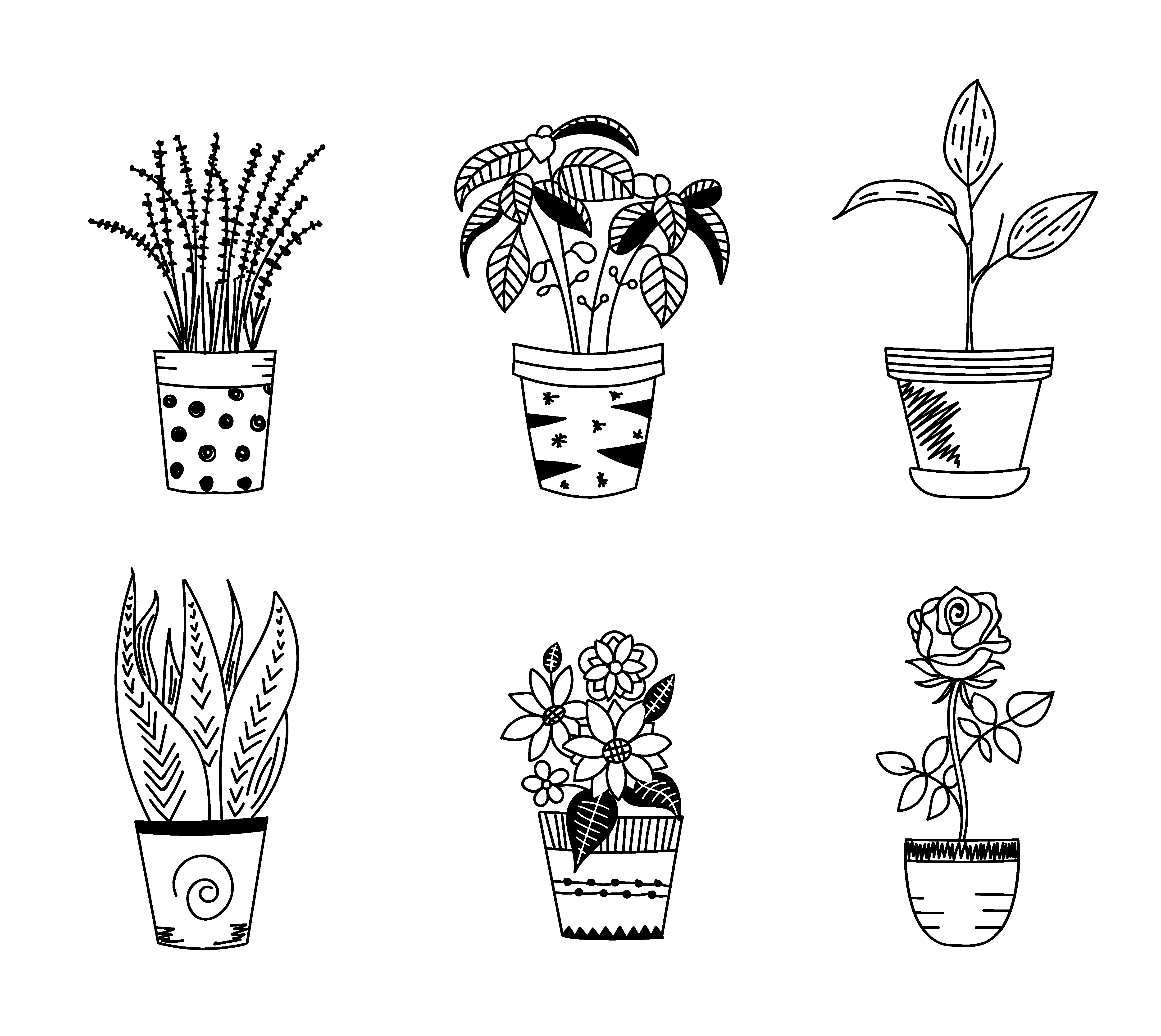 手绘素描花卉矢量元素素材