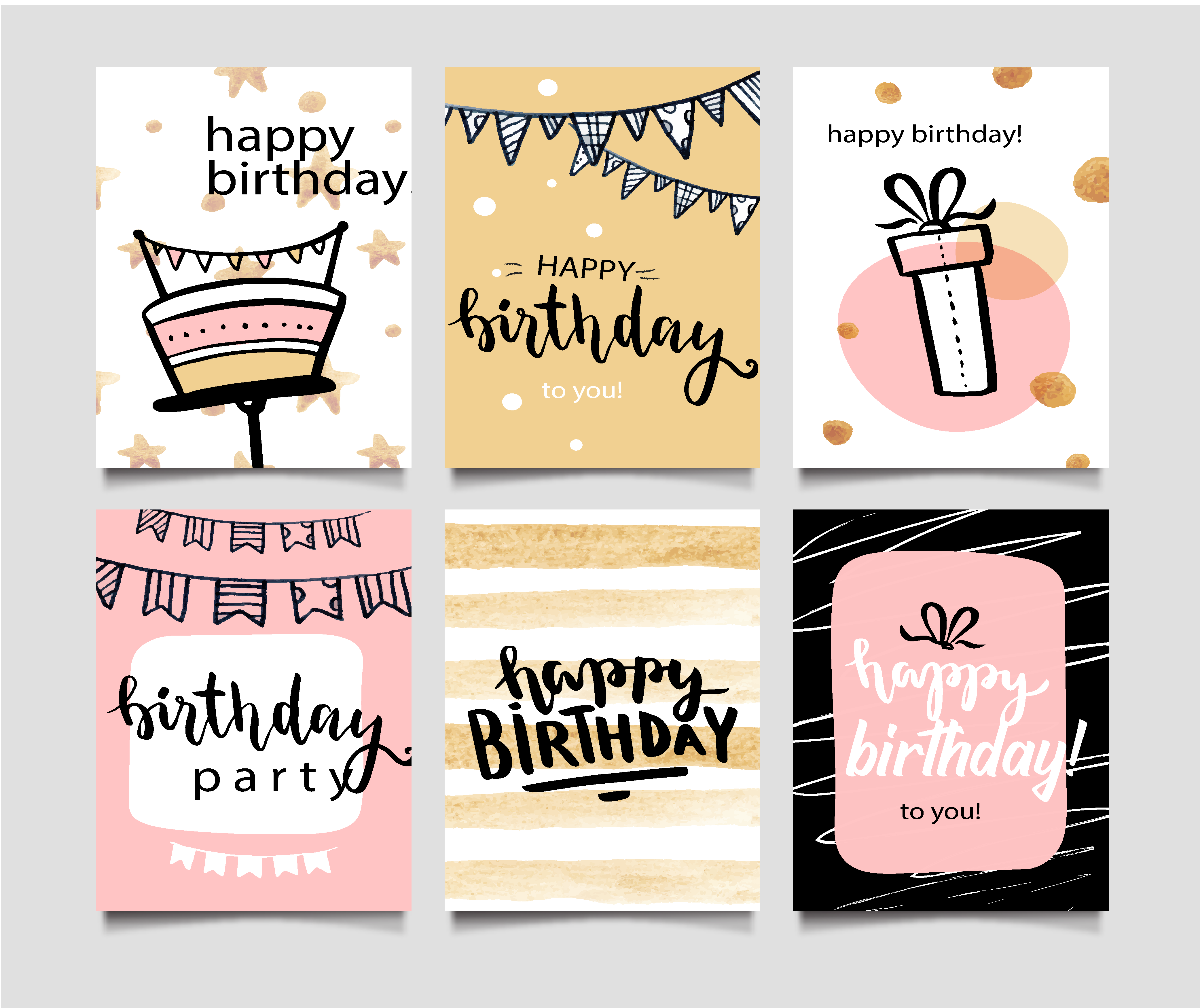 涂鸦风生日小卡片元素素材