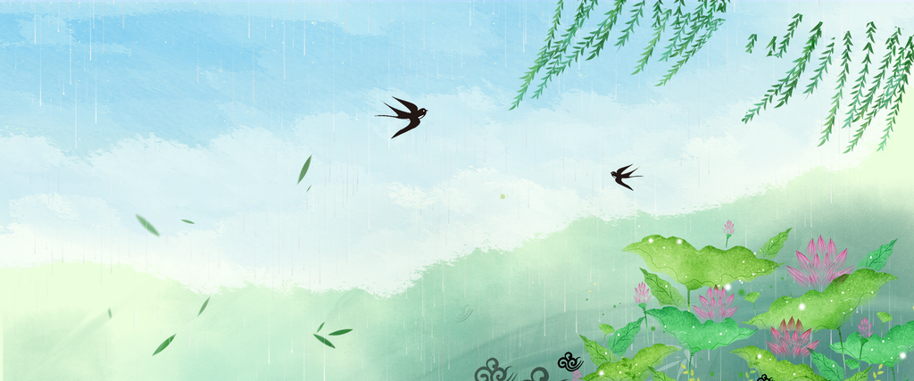 小清新雨中飞燕春天春季促销新品上市优惠促素材