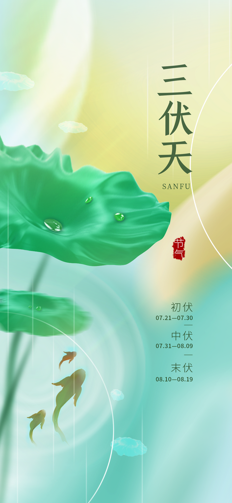 大气三伏夏日宣传海报素材