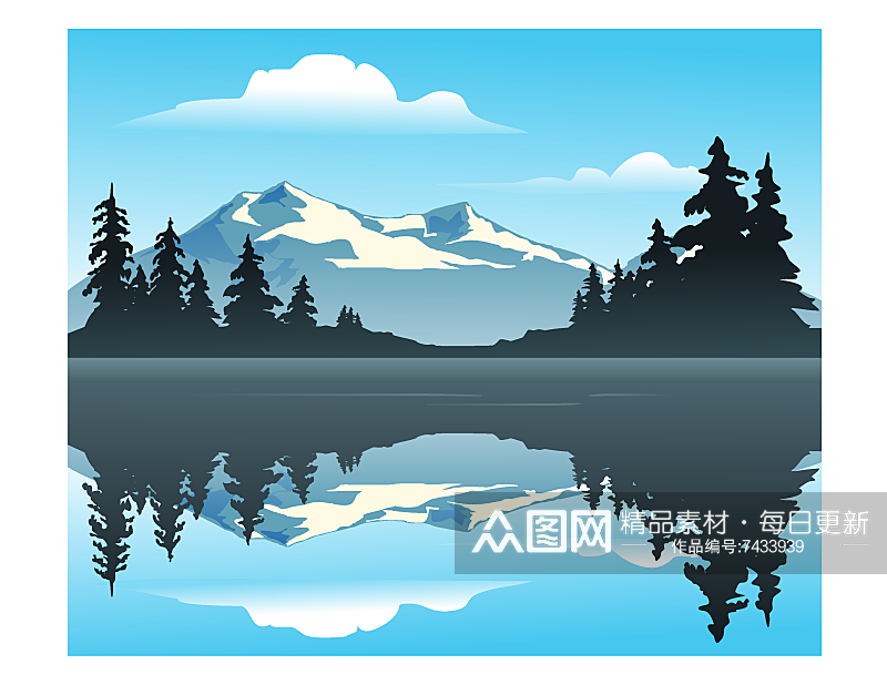 矢量天空海景风景画插画素材