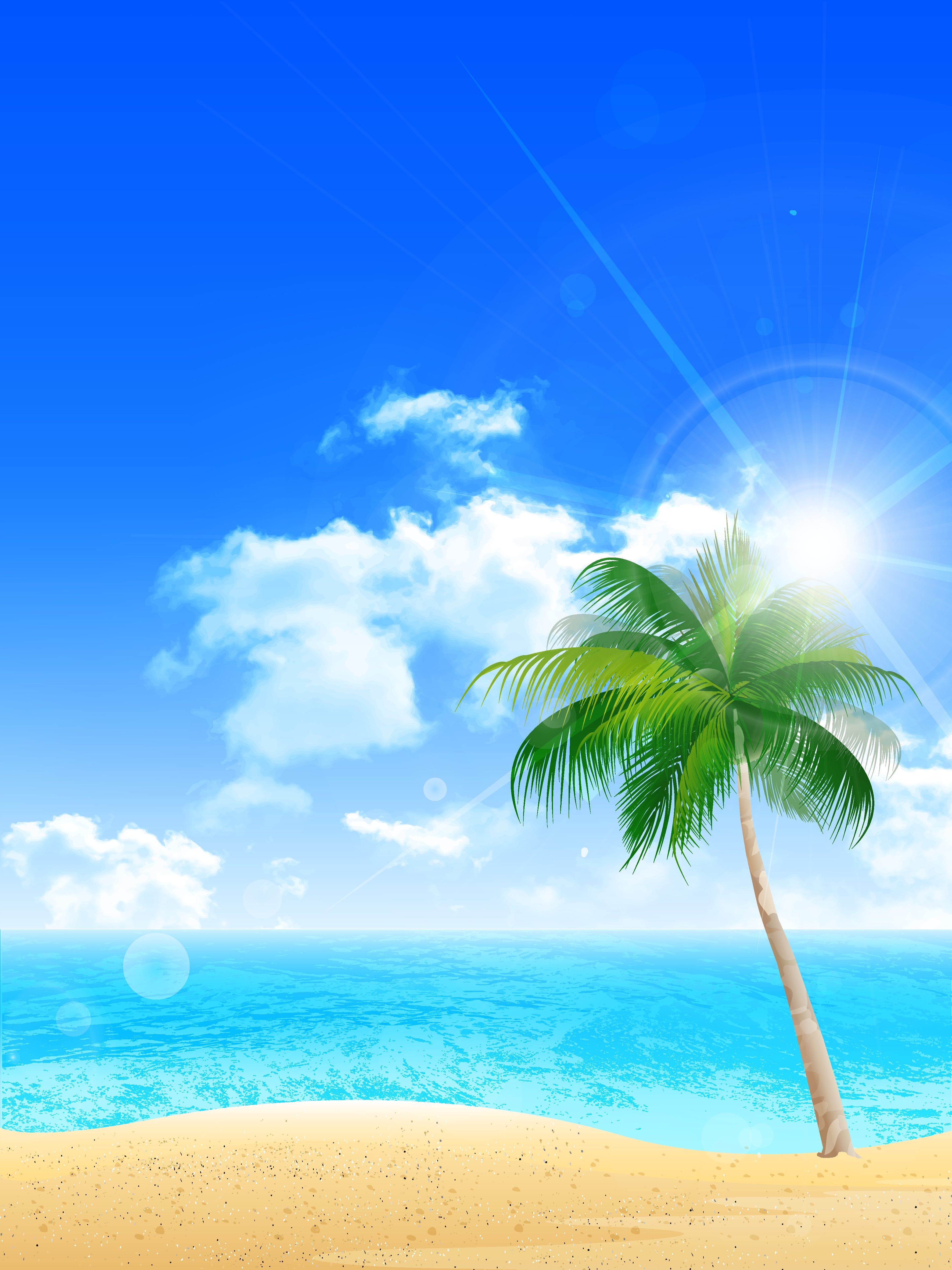 唯美水彩矢量海景风景画插画素材