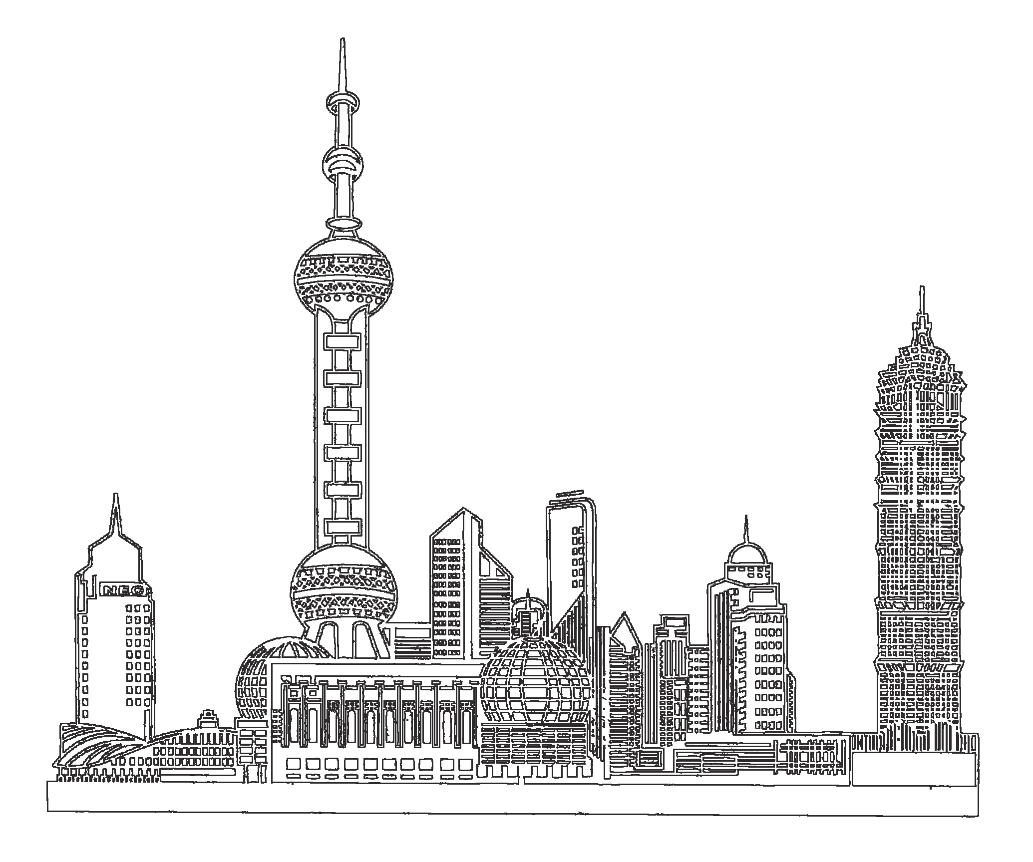 时尚矢量建筑风景画插画素材