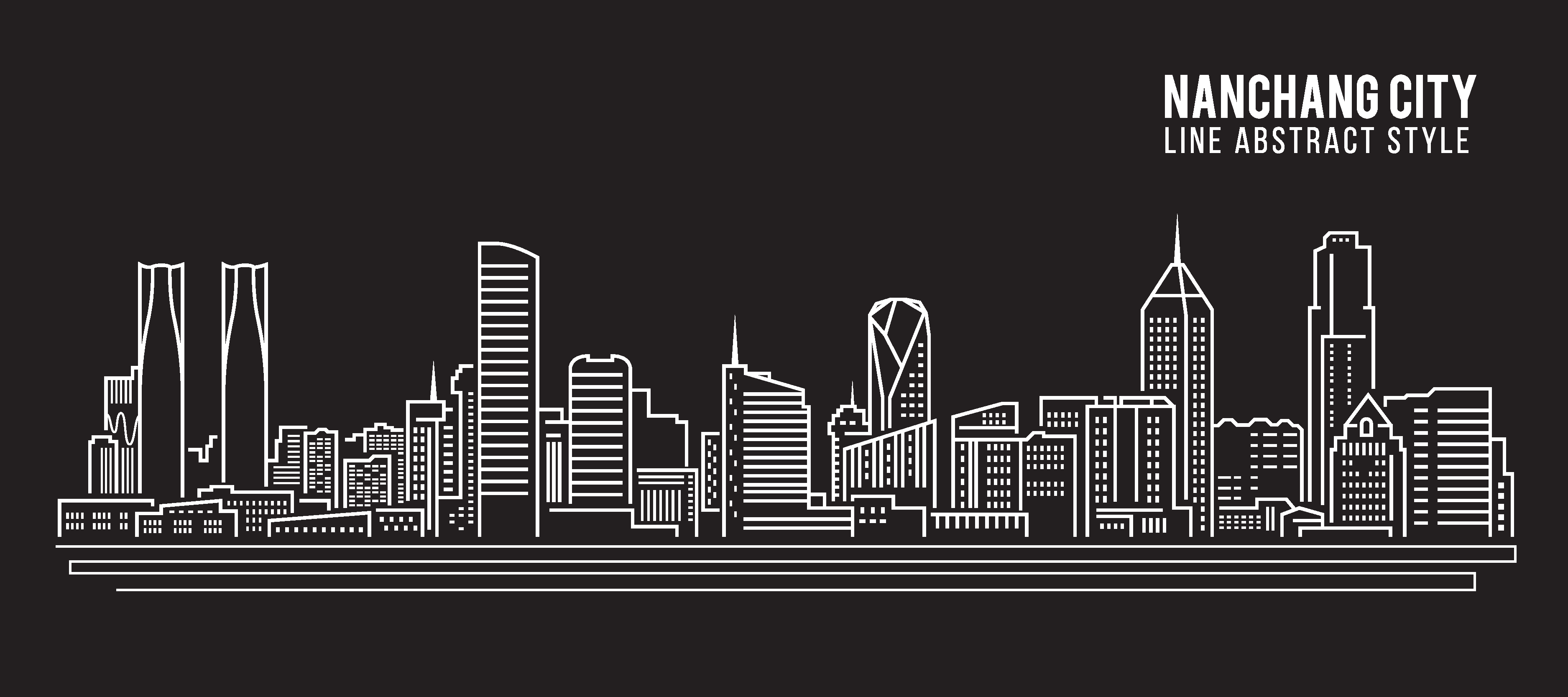 矢量简约线描建筑插画素材素材