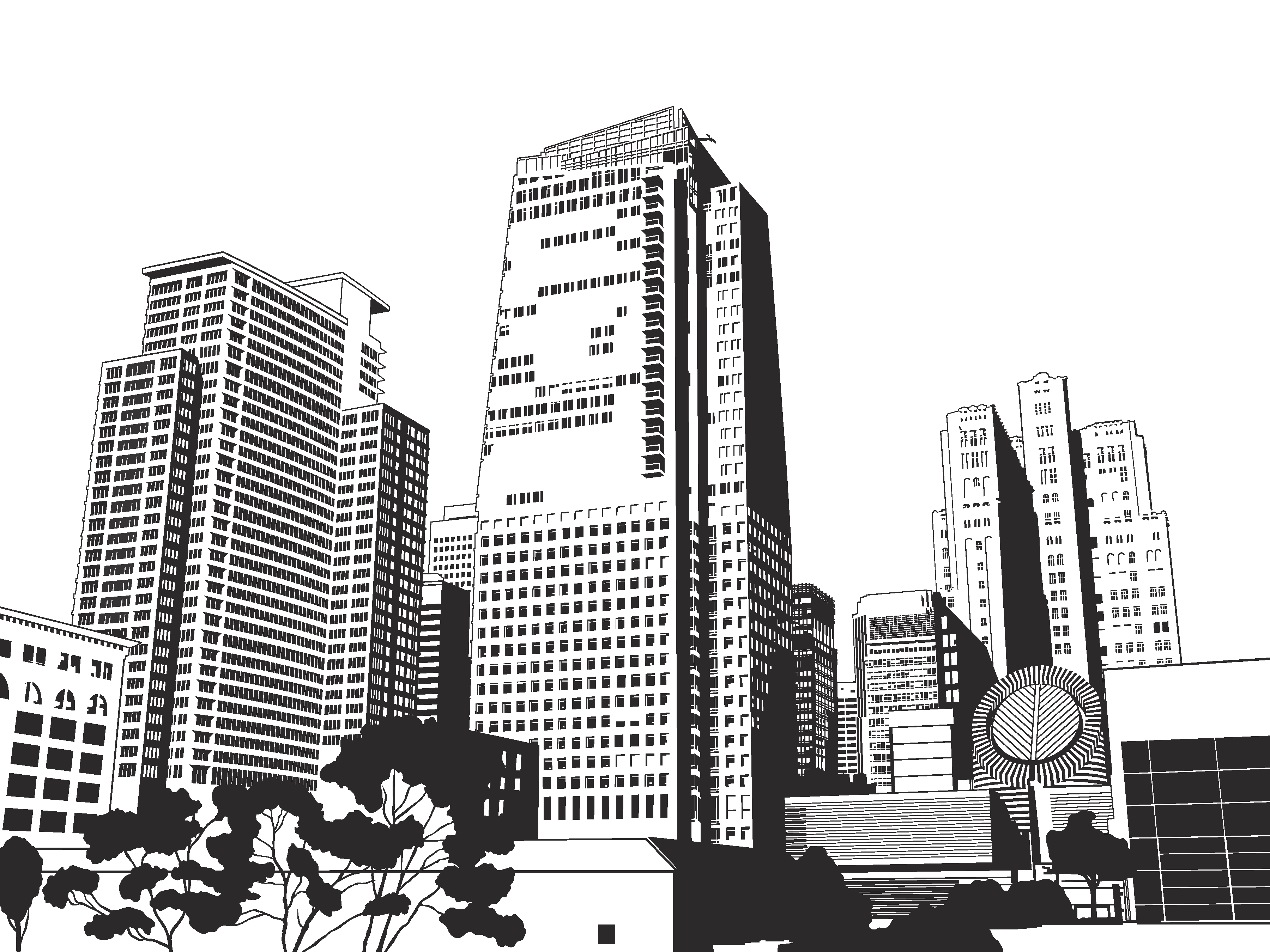 矢量水彩建筑插画素材素材
