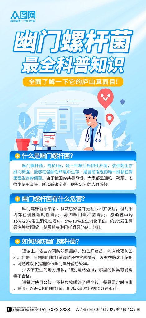 创意幽门螺杆菌医疗科普海报素材