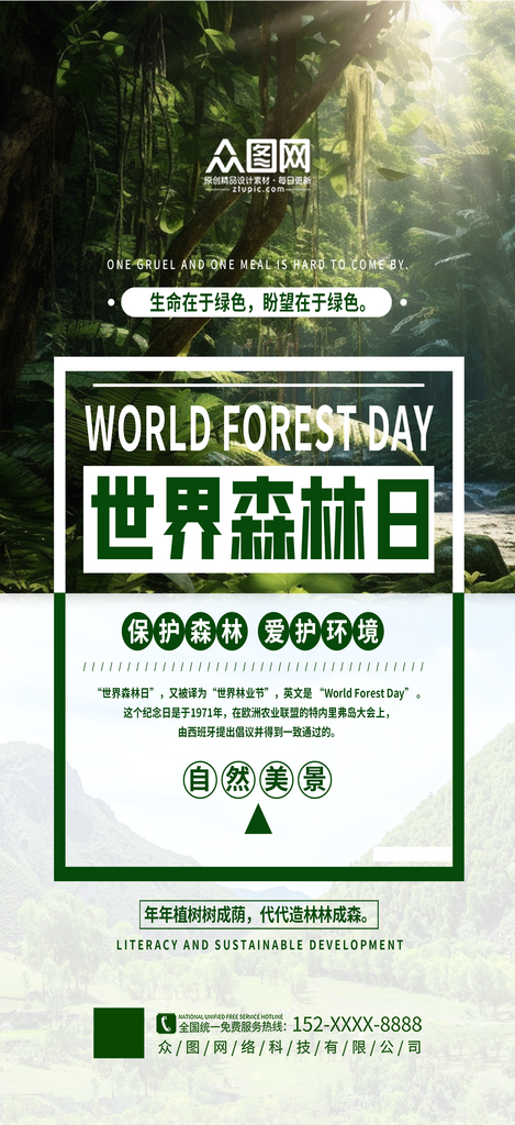 简洁简约世界森林日宣传海报素材
