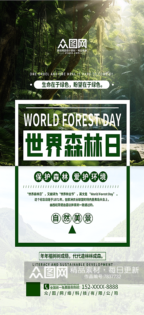 简洁简约世界森林日宣传海报素材