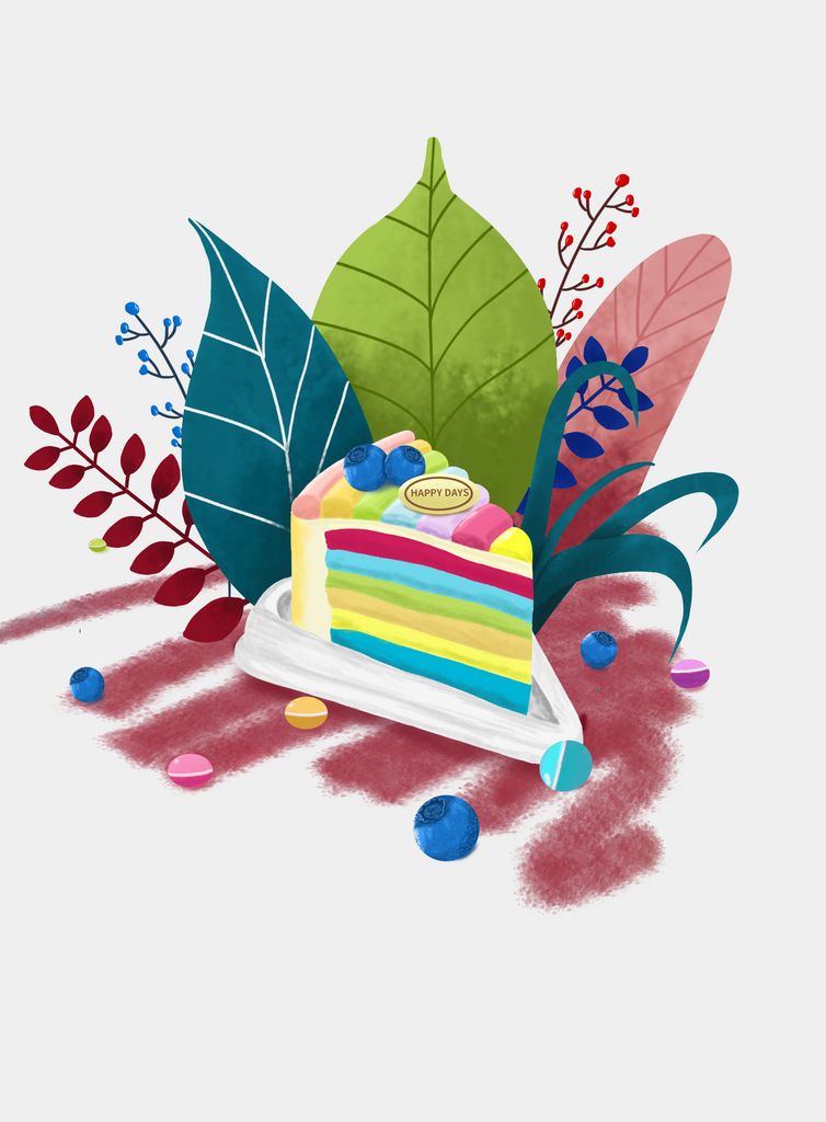 手绘蛋糕元素插画素材