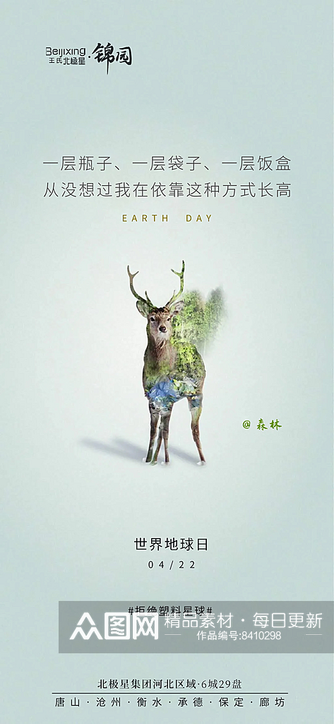 高端房地产地球日环境保护海报素材