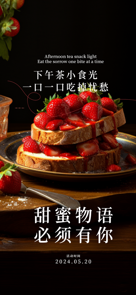 烘焙甜品蛋糕草莓夏洛特海报素材