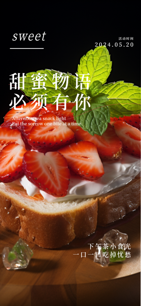 法式烘焙草莓吐司面包海报素材