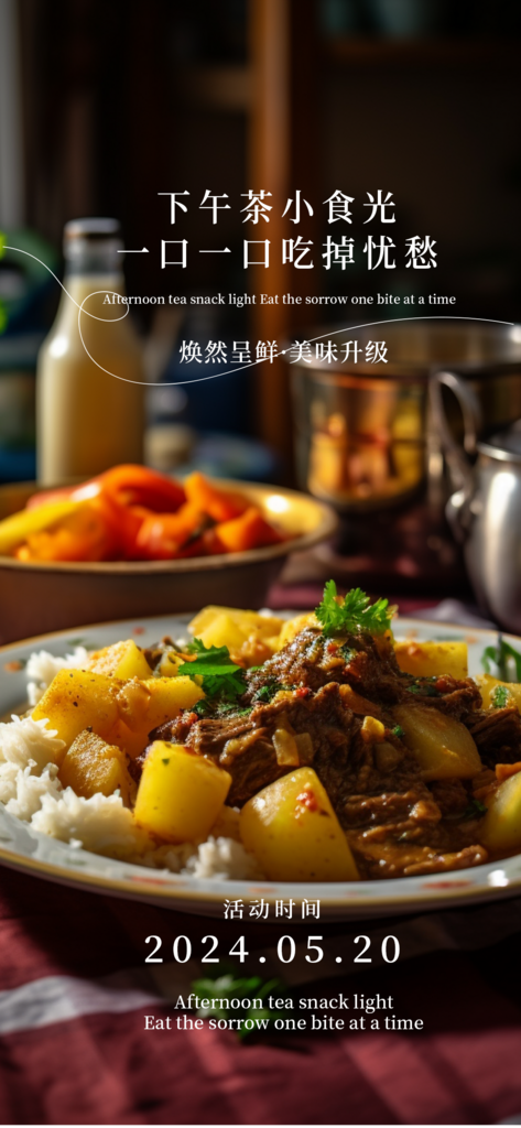 餐饮美食土豆牛肉咖喱海报素材