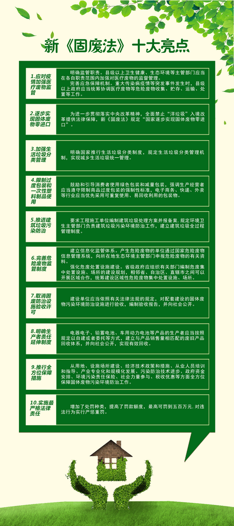绿色清爽简约风新固废法X展架素材