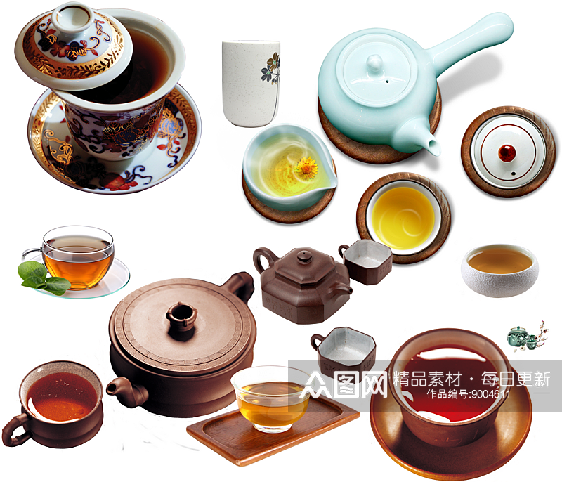茶壶茶杯紫砂壶茶道茶叶中国风素材元素素材