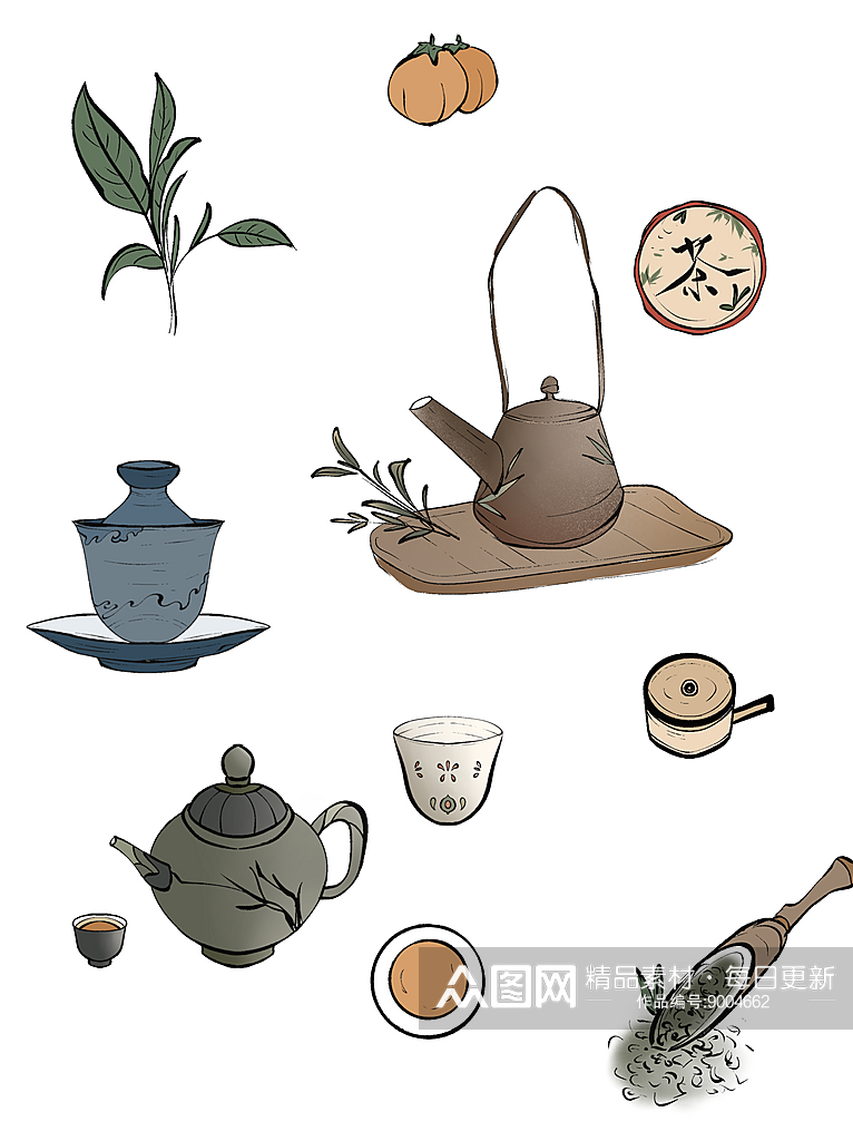 茶壶茶杯紫砂壶茶道茶叶中国风素材元素素材