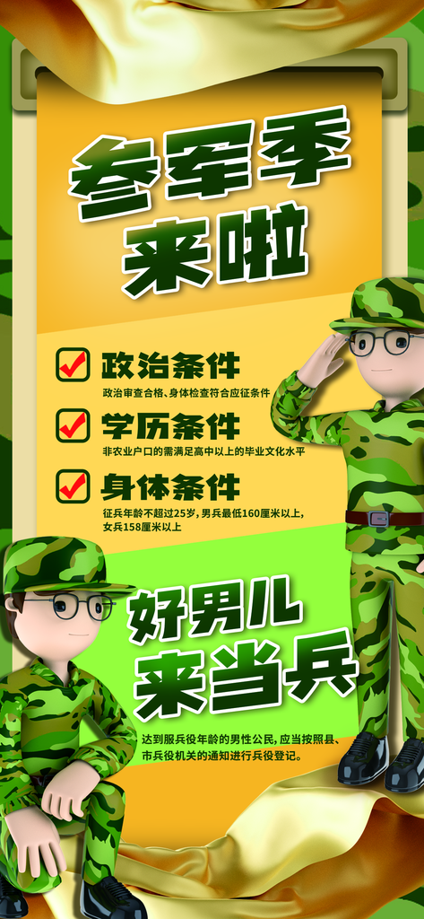 最新原创新兵入伍宣传海报素材