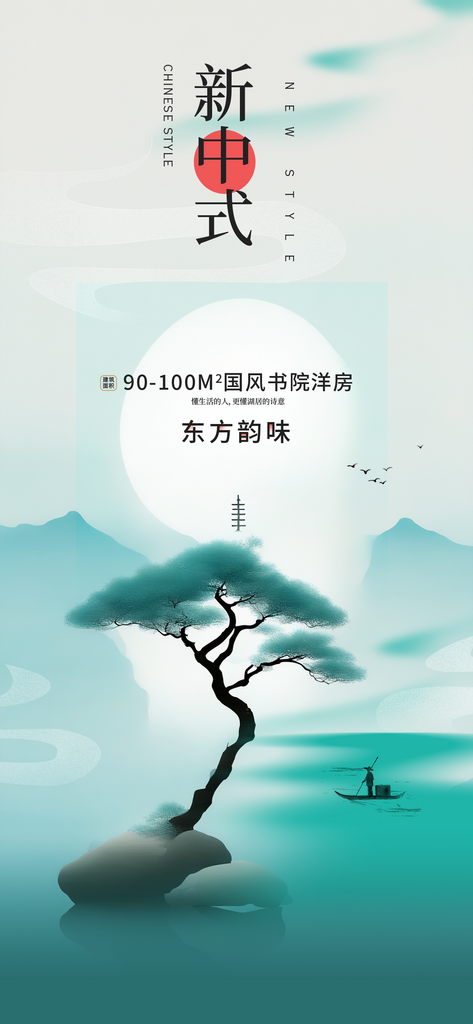 新中式创意地产海报素材